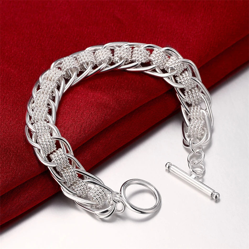 Bracelet Chaîne Carrée en Argent 925 Massif – Bijou Unisexe Élégant pour Femme ou Homme – Cadeau, Soirée, Mariage