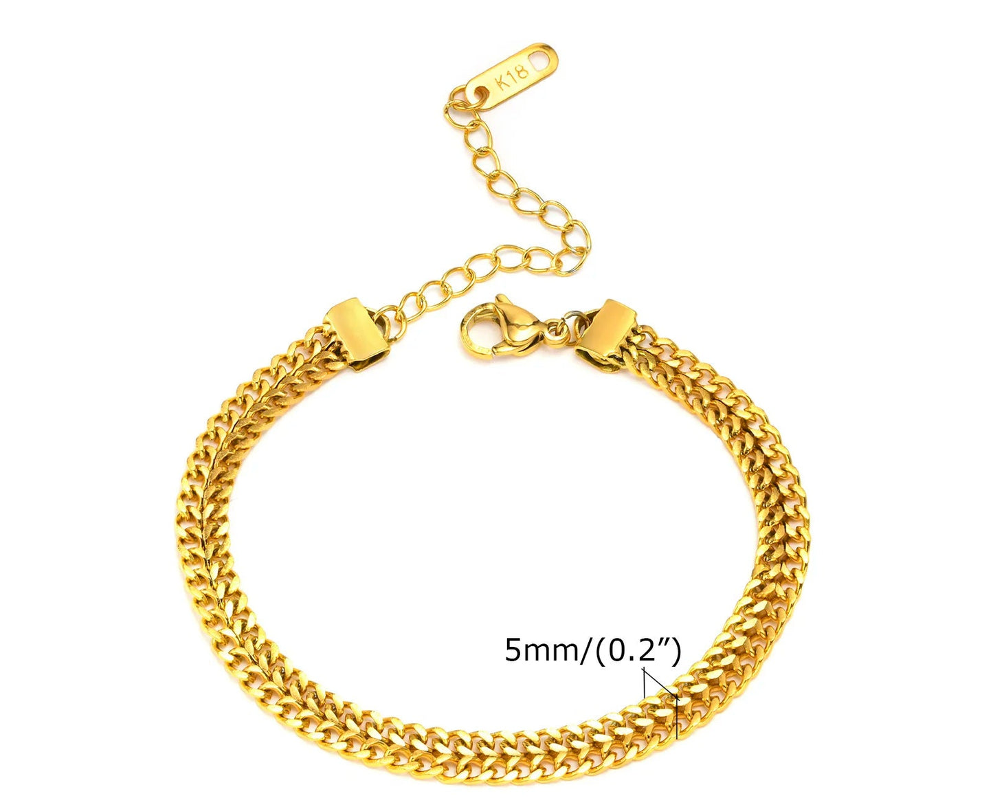 Bracelet Chaîne Femme en Acier Inoxydable – Maillons Torsadés Style Trombone Plaqué Or 18K – Bijou Ajustable, Empilable & Tendance