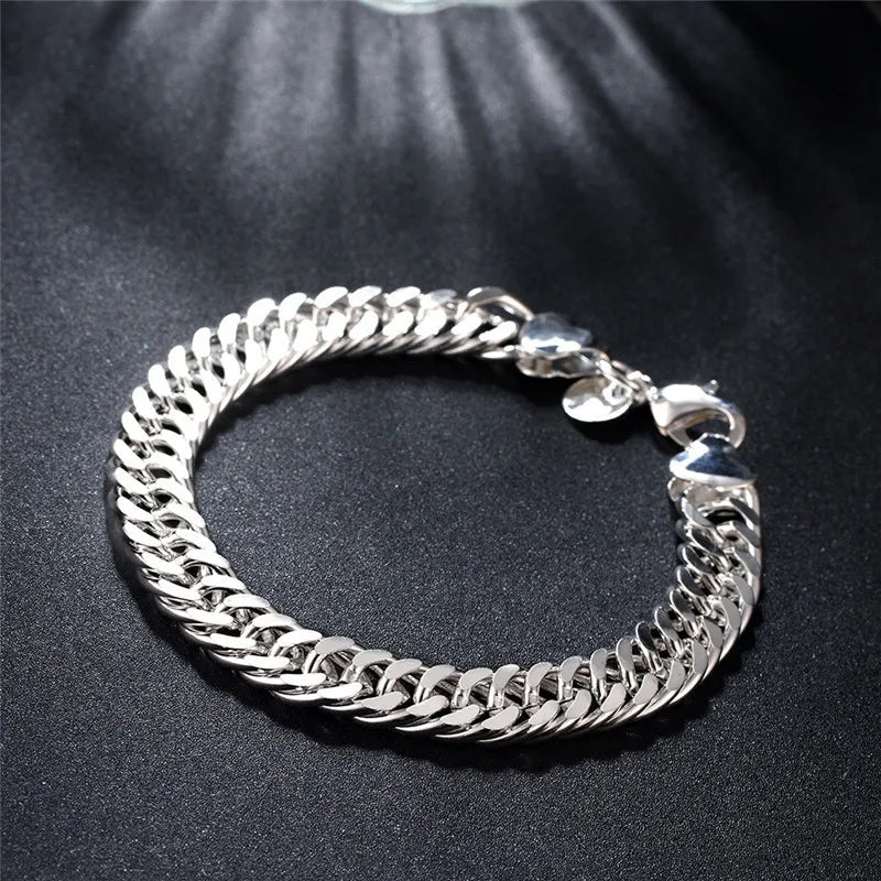 Bracelet Chaîne Carrée en Argent 925 Massif – Bijou Unisexe Élégant pour Femme ou Homme – Cadeau, Soirée, Mariage