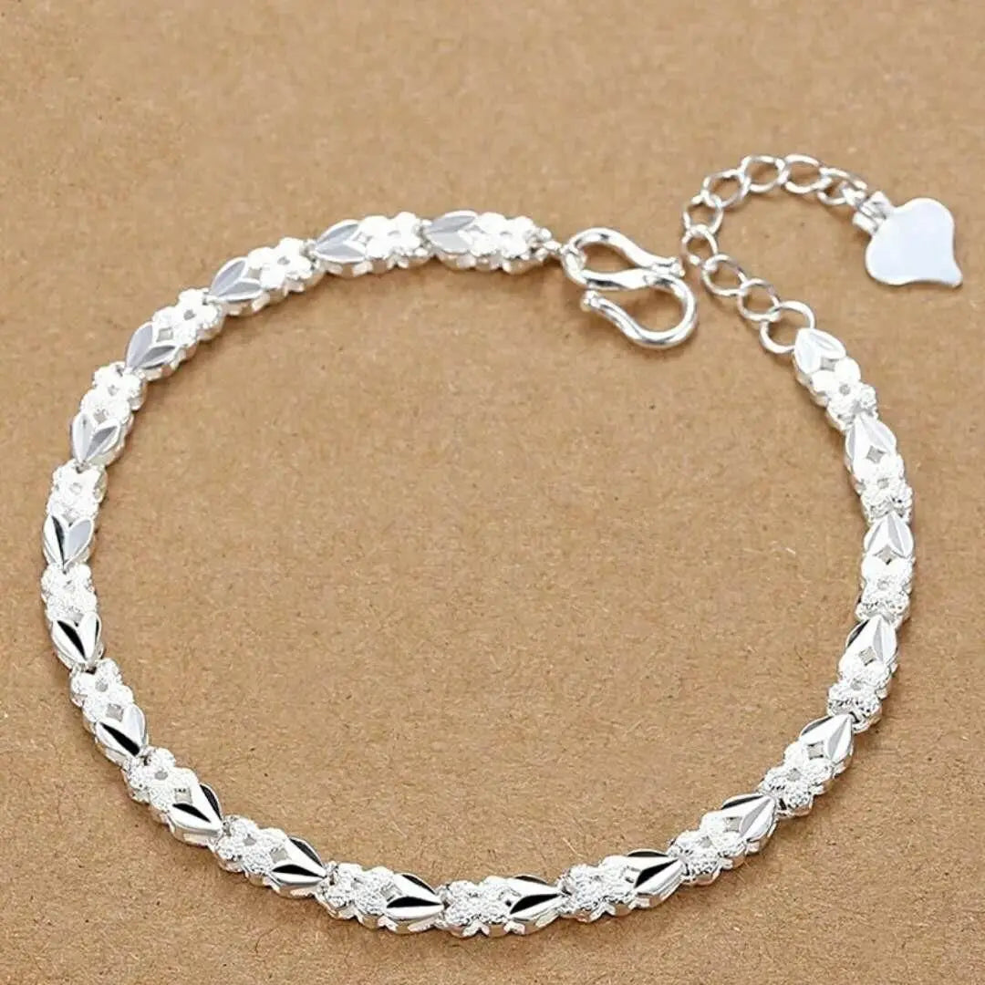 Bracelet Chaîne Carrée en Argent 925 Massif – Bijou Unisexe Élégant pour Femme ou Homme – Cadeau, Soirée, Mariage