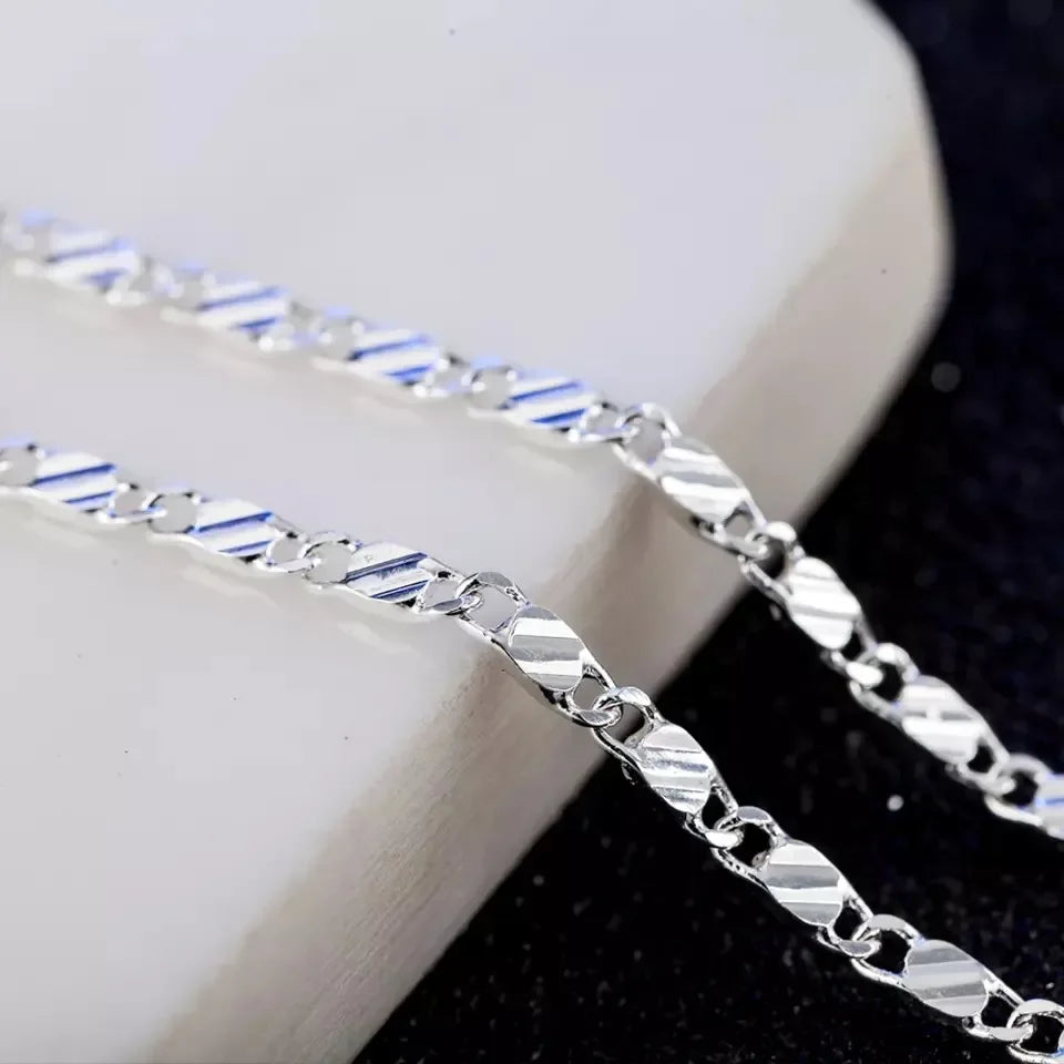 Collier Chaîne Latérale 2 mm Plaqué Or 18K – Longueurs au Choix (40 à 76 cm) – Bijou Unisexe Femme & Homme en Argent 925