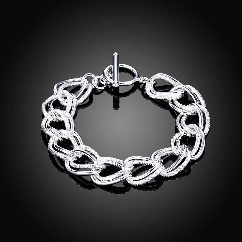 Bracelet Chaîne Carrée en Argent 925 Massif – Bijou Unisexe Élégant pour Femme ou Homme – Cadeau, Soirée, Mariage
