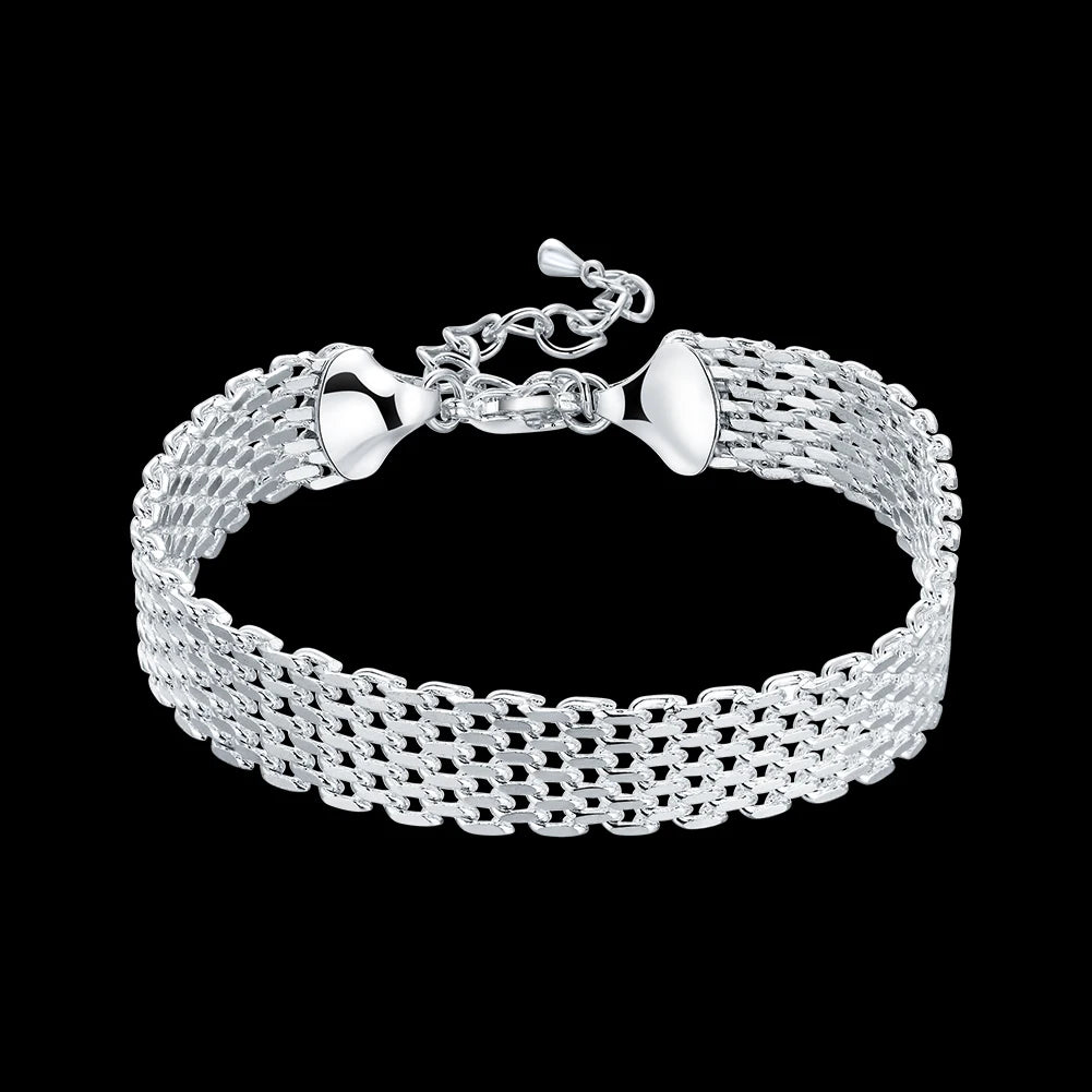 Bracelet Chaîne Carrée en Argent 925 Massif – Bijou Unisexe Élégant pour Femme ou Homme – Cadeau, Soirée, Mariage
