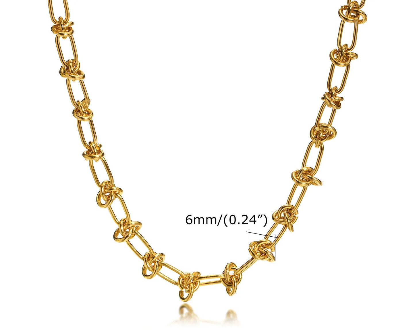 Collier Ras-du-Cou Femme à Maillons Épais – Chaine Ovale Plaquée Or en Acier Inoxydable – Bijou Minimaliste