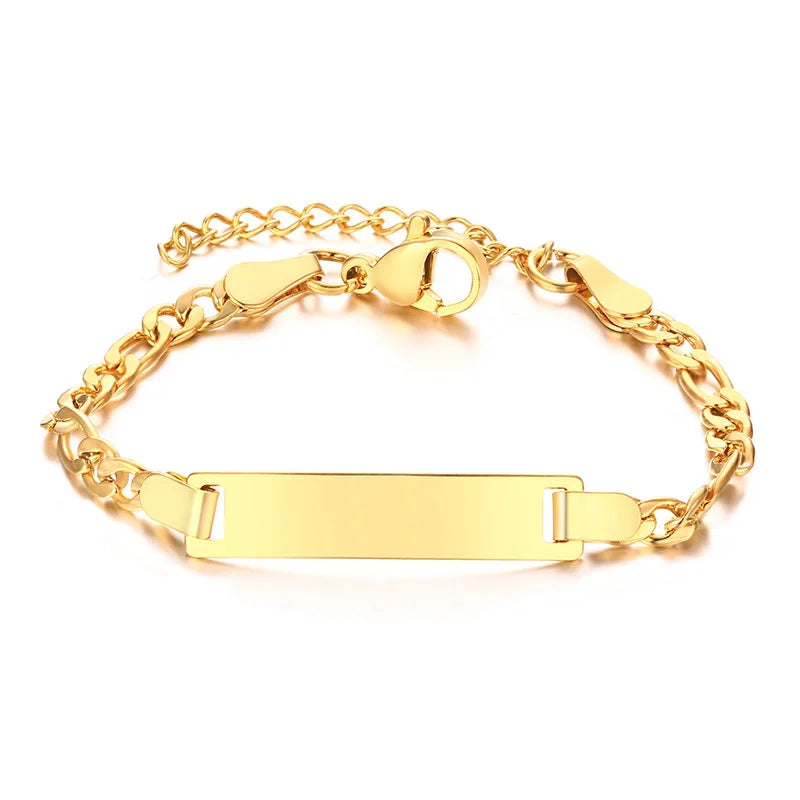 Bracelet Prénom Personnalisé avec Initiale – Gravure Gratuite (Nom, Date, ID) pour Bebe, Garçon ou Fille – Cadeau Anniversaire