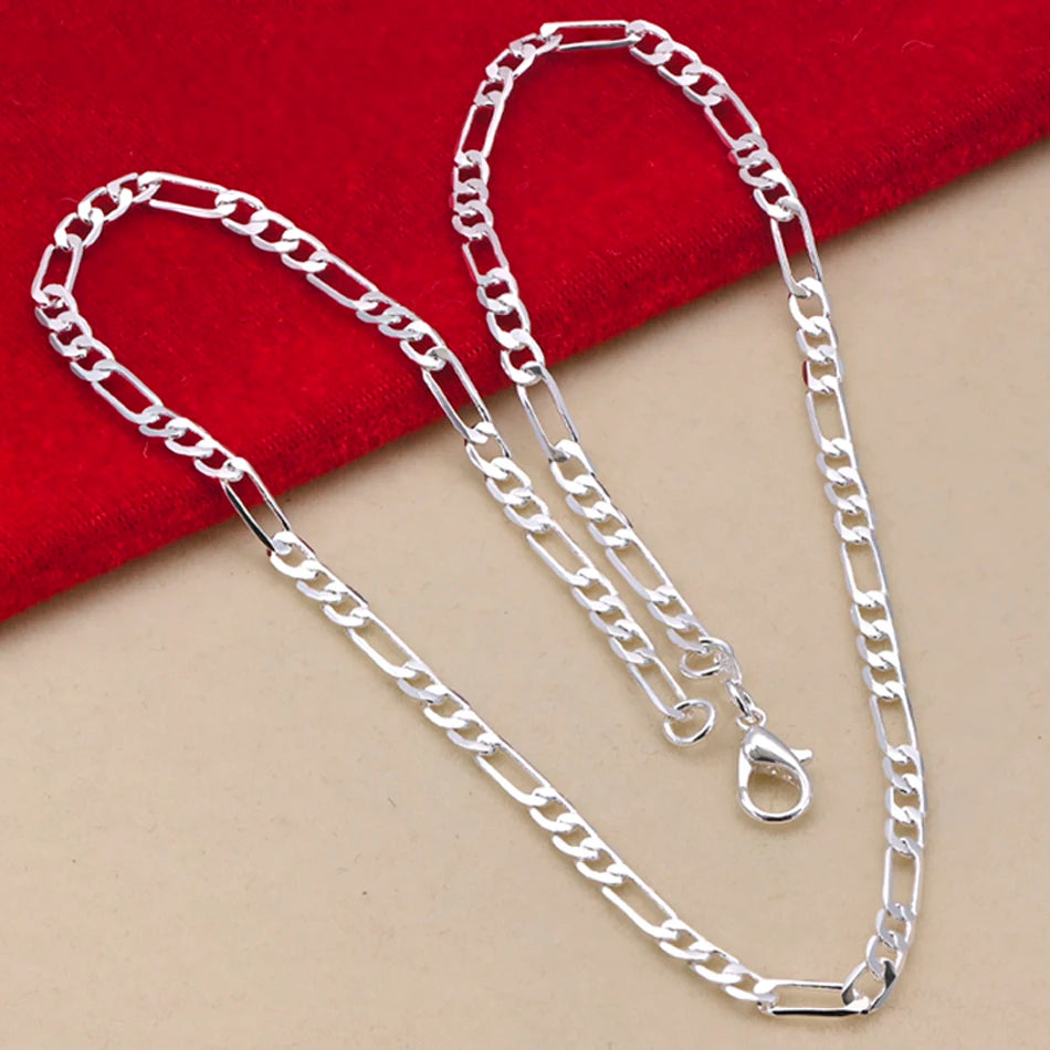 Nouveau Set Bijoux Chaîne 4mm en Argent 925 – Bracelet & Collier pour Homme ou Femme – Cadeau Élégant, Mariage, Noël