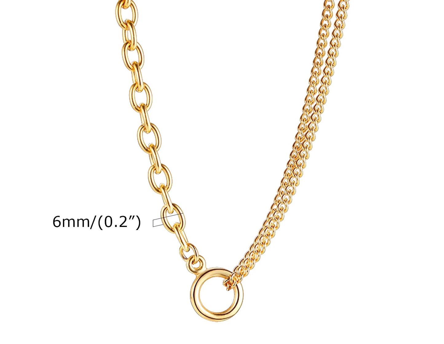 Collier Ras-du-Cou Femme à Maillons Épais – Chaine Ovale Plaquée Or en Acier Inoxydable – Bijou Minimaliste