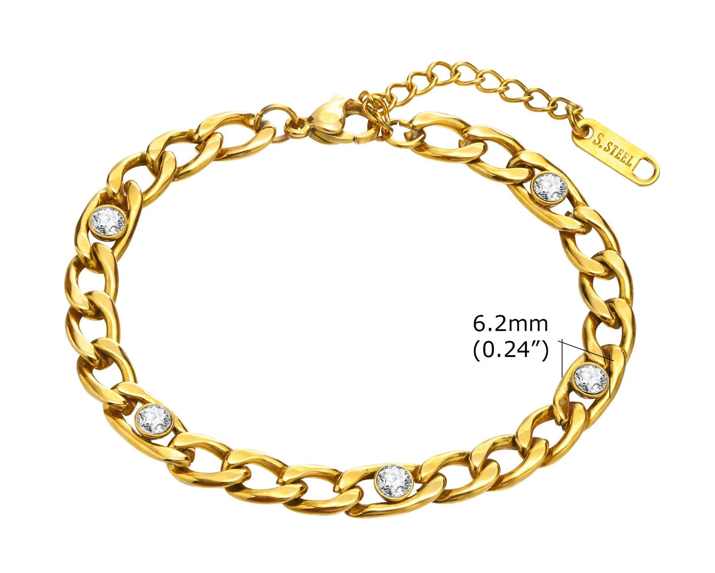 Bracelet Chaîne Femme en Acier Inoxydable – Maillons Torsadés Style Trombone Plaqué Or 18K – Bijou Ajustable, Empilable & Tendance
