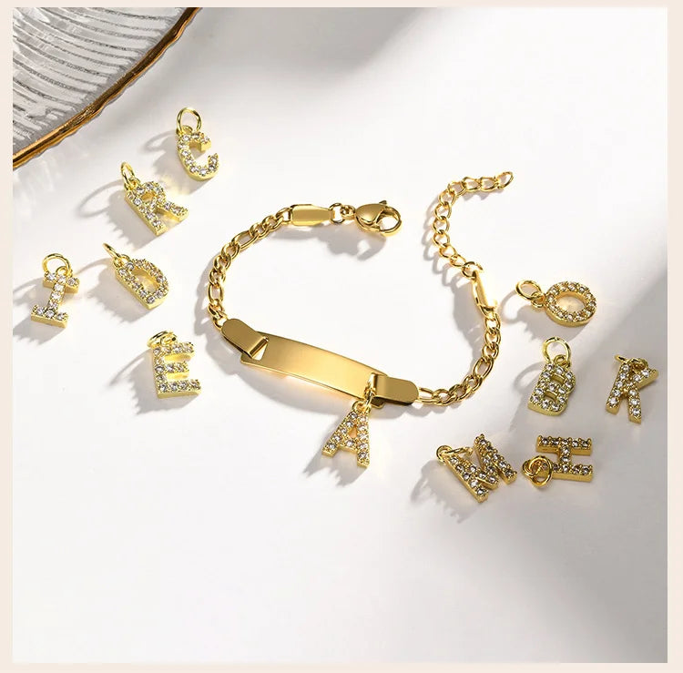 Bracelet Prénom Personnalisé avec Initiale – Gravure Gratuite (Nom, Date, ID) pour Bebe, Garçon ou Fille – Cadeau Anniversaire