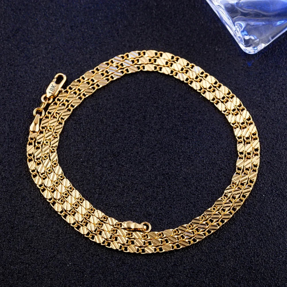 Collier Chaîne Latérale 2 mm Plaqué Or 18K – Longueurs au Choix (40 à 76 cm) – Bijou Unisexe Femme & Homme en Argent 925