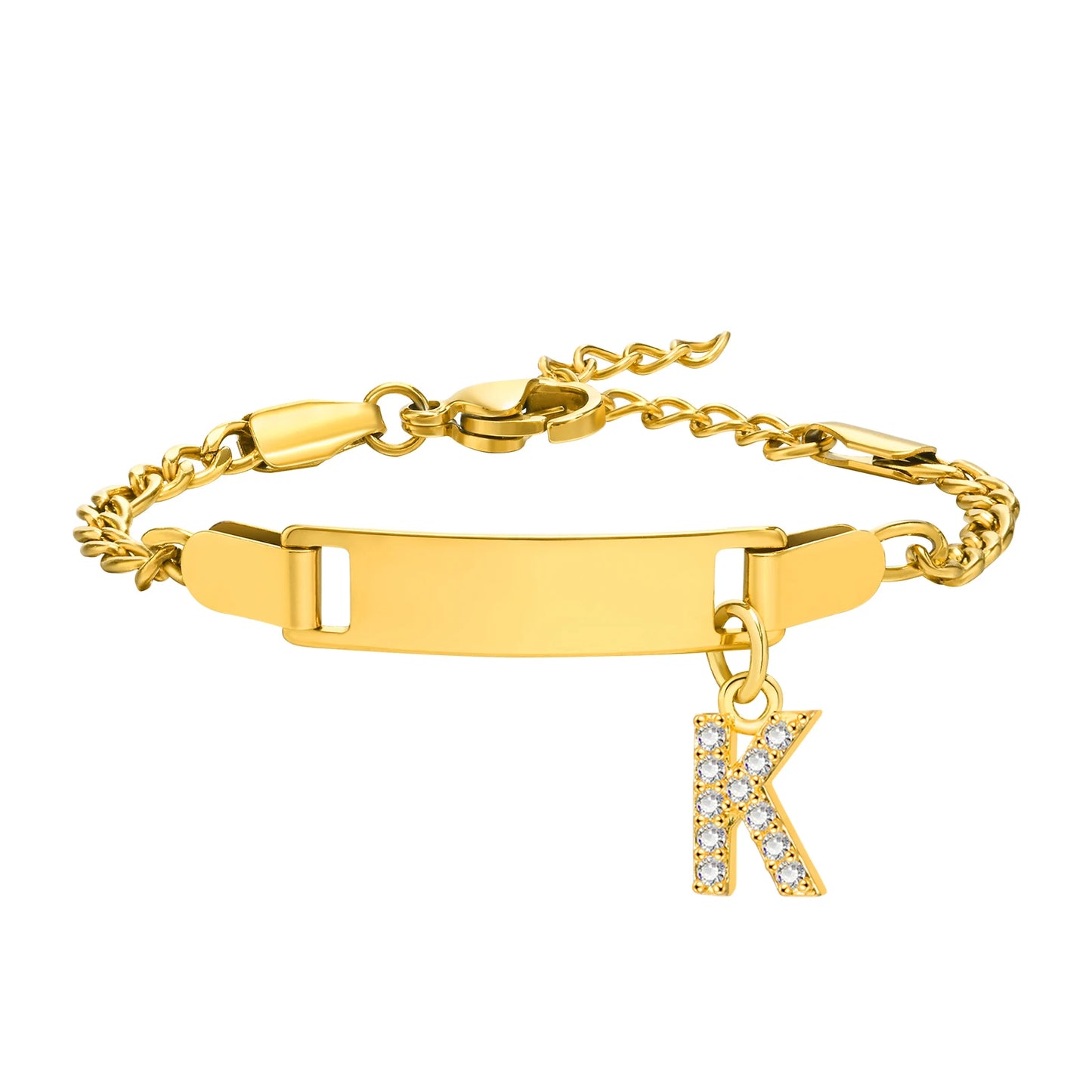 Bracelet Prénom Personnalisé avec Initiale – Gravure Gratuite (Nom, Date, ID) pour Bebe, Garçon ou Fille – Cadeau Anniversaire