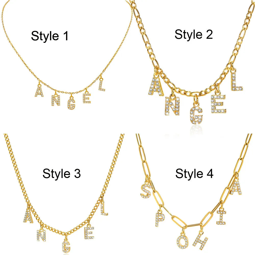 Collier Initiale Personnalisé pour Femme – Collier Prénom avec Zircon, Pendentif Lettre A-Z – Idée Cadeau Noël
