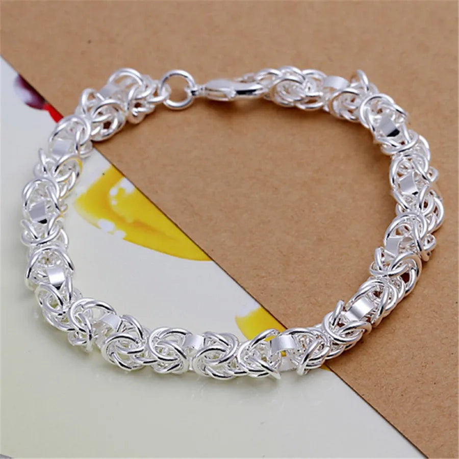 Bracelet Chaîne Carrée en Argent 925 Massif – Bijou Unisexe Élégant pour Femme ou Homme – Cadeau, Soirée, Mariage