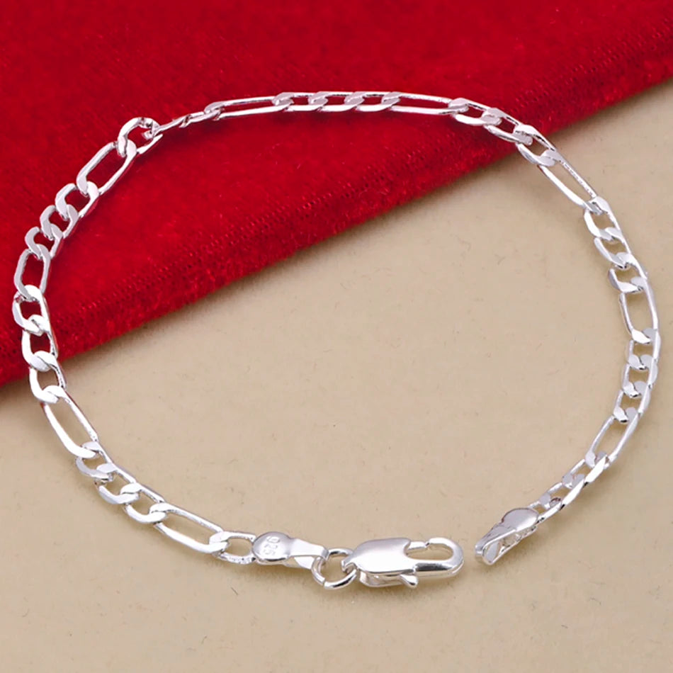 Nouveau Set Bijoux Chaîne 4mm en Argent 925 – Bracelet & Collier pour Homme ou Femme – Cadeau Élégant, Mariage, Noël