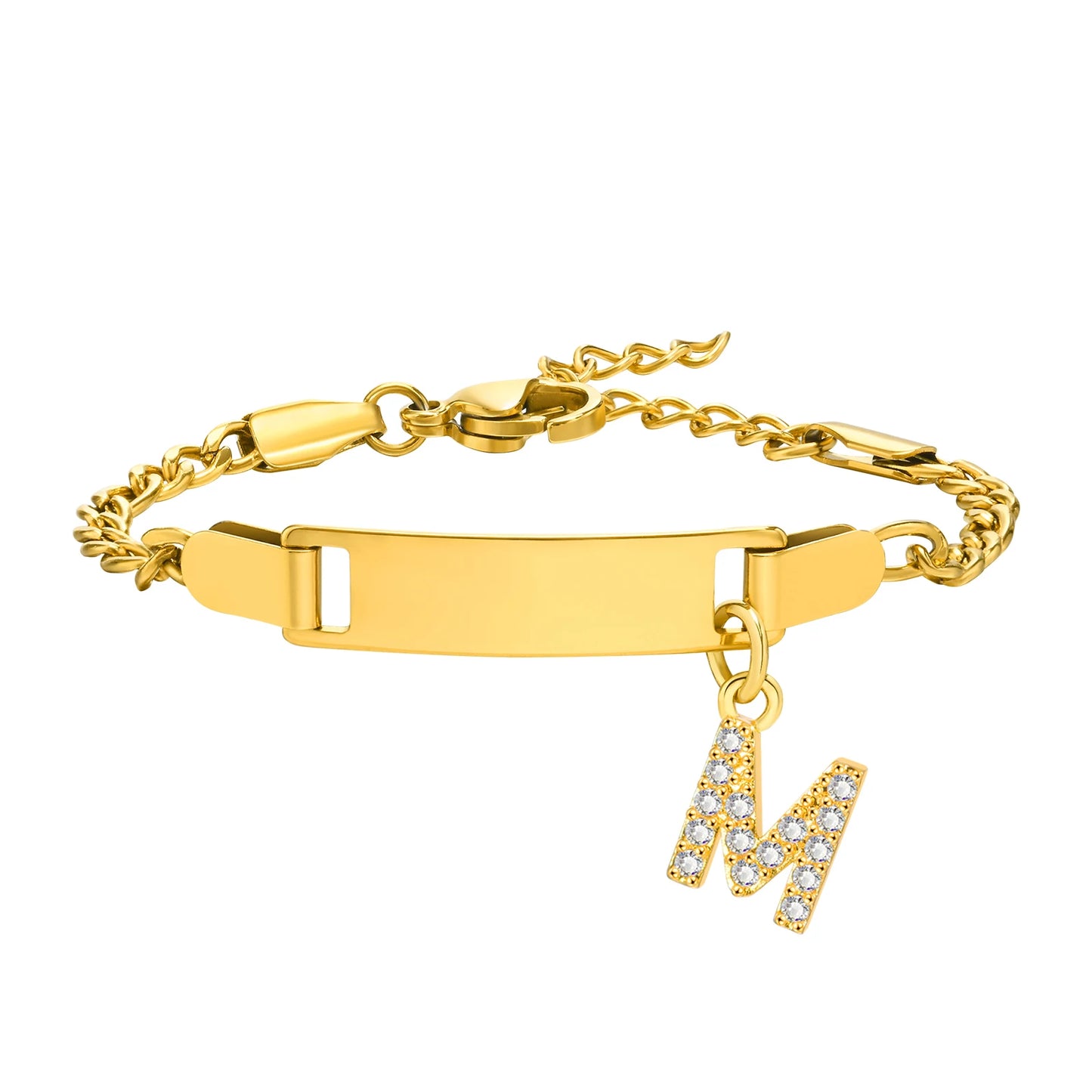 Bracelet Prénom Personnalisé avec Initiale – Gravure Gratuite (Nom, Date, ID) pour Bebe, Garçon ou Fille – Cadeau Anniversaire