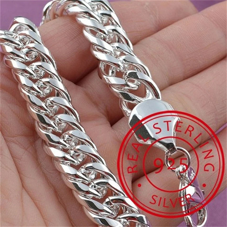 Bracelet Chaîne Carrée en Argent 925 Massif – Bijou Unisexe Élégant pour Femme ou Homme – Cadeau, Soirée, Mariage