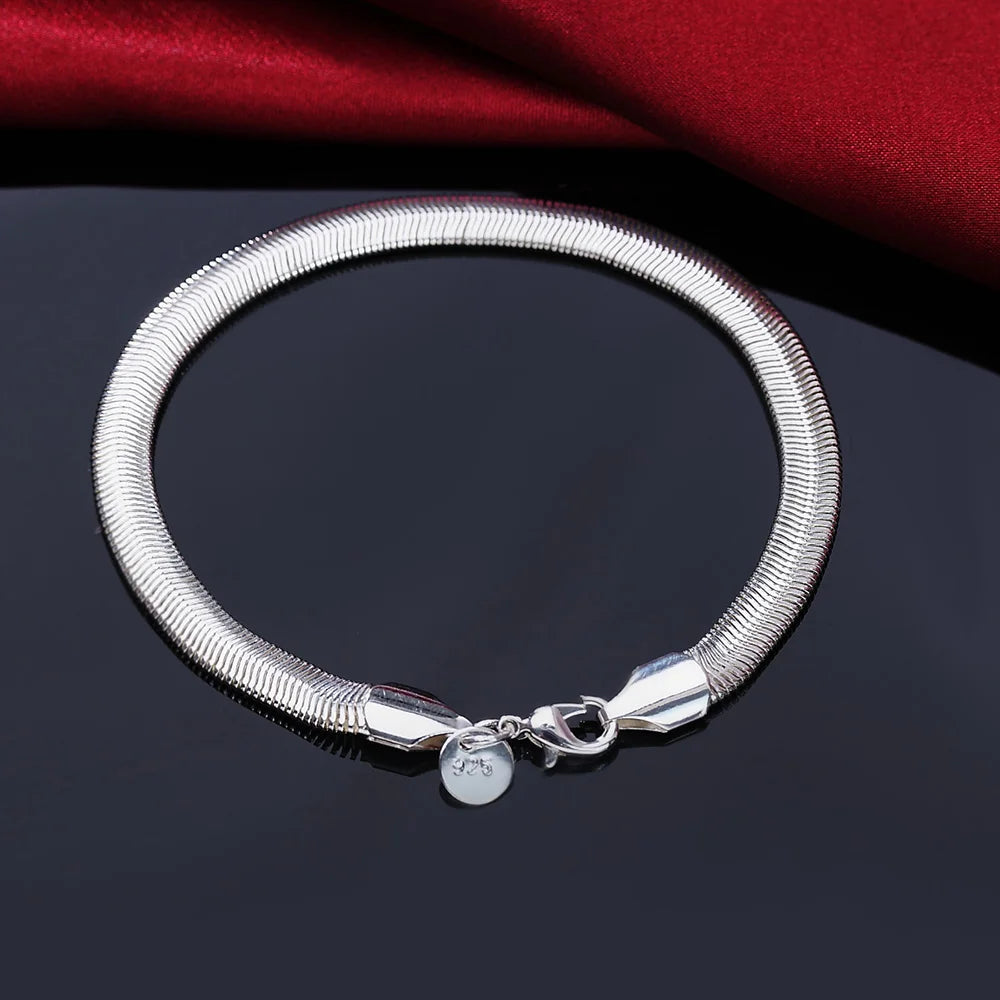 Bracelet Chaîne Carrée en Argent 925 Massif – Bijou Unisexe Élégant pour Femme ou Homme – Cadeau, Soirée, Mariage