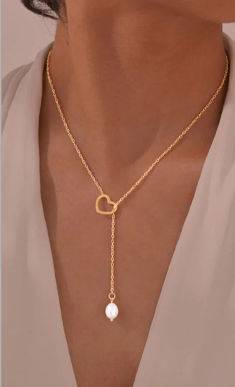 Collier Lariat en Acier Inoxydable Plaqué Or – Collier Long Fin Superposé pour Femmes et Filles, Pendentif Goutte en Y