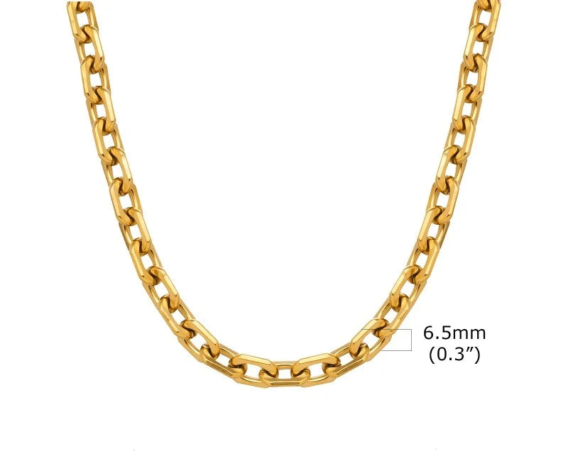 Collier Ras-du-Cou Femme à Maillons Épais – Chaine Ovale Plaquée Or en Acier Inoxydable – Bijou Minimaliste
