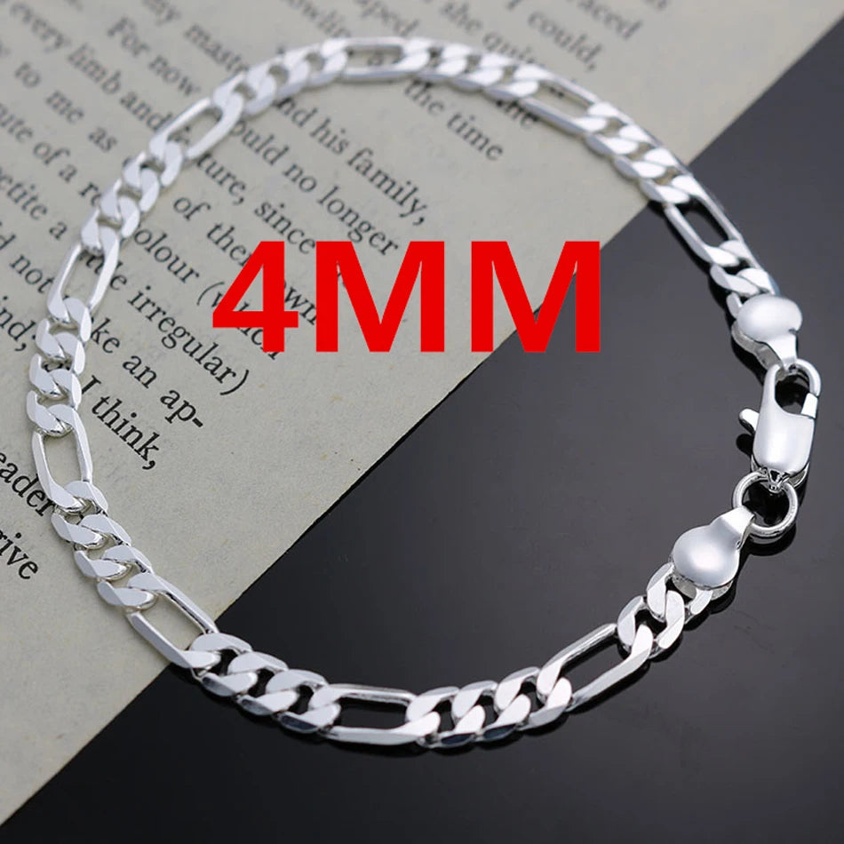 Nouveau Set Bijoux Chaîne 4mm en Argent 925 – Bracelet & Collier pour Homme ou Femme – Cadeau Élégant, Mariage, Noël