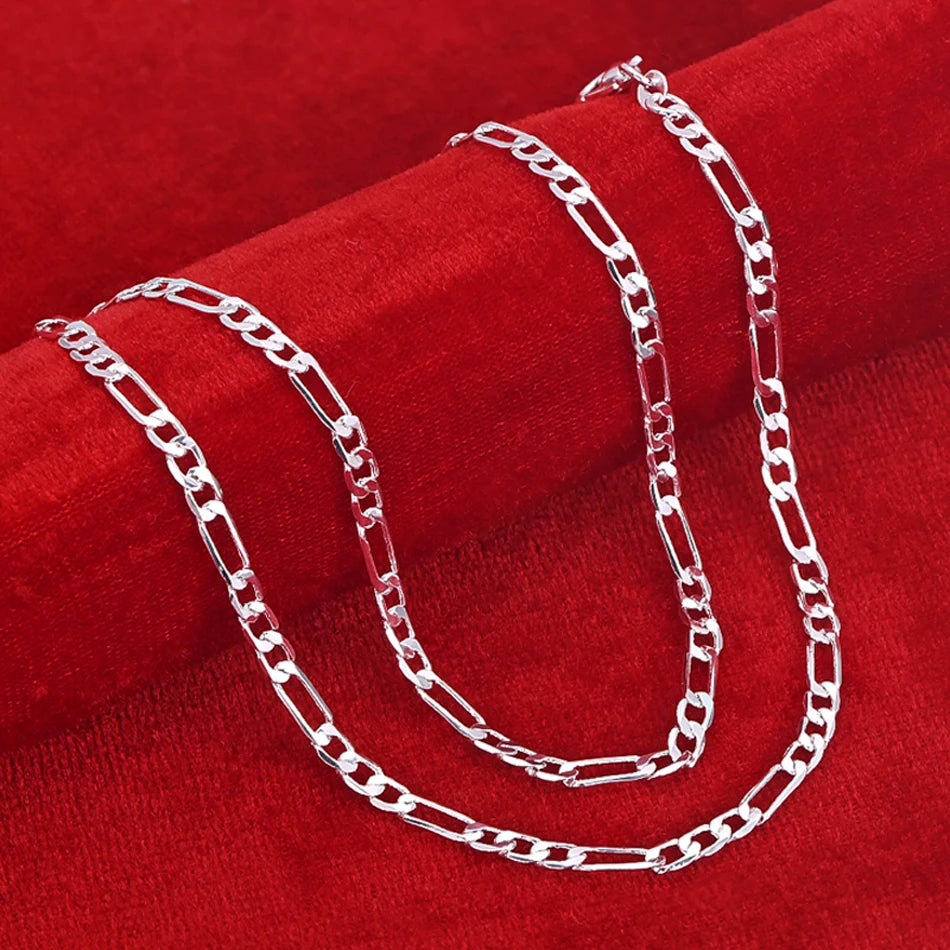 Nouveau Set Bijoux Chaîne 4mm en Argent 925 – Bracelet & Collier pour Homme ou Femme – Cadeau Élégant, Mariage, Noël