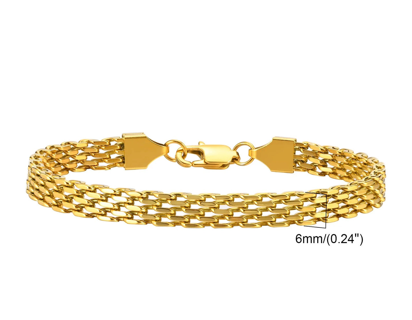 Bracelet Chaîne Femme en Acier Inoxydable – Maillons Torsadés Style Trombone Plaqué Or 18K – Bijou Ajustable, Empilable & Tendance