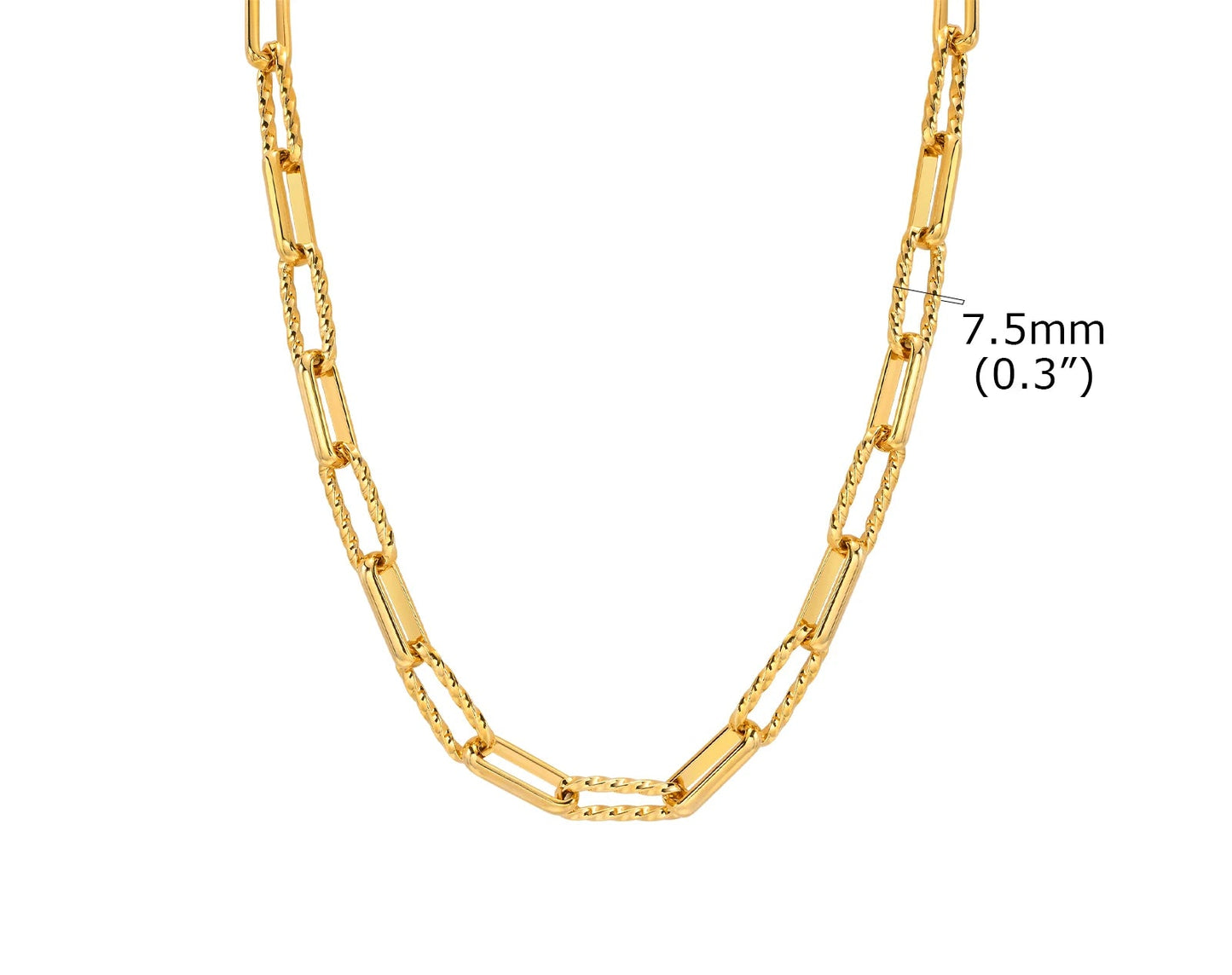 Bracelet Chaîne Femme en Acier Inoxydable – Maillons Torsadés Style Trombone Plaqué Or 18K – Bijou Ajustable, Empilable & Tendance