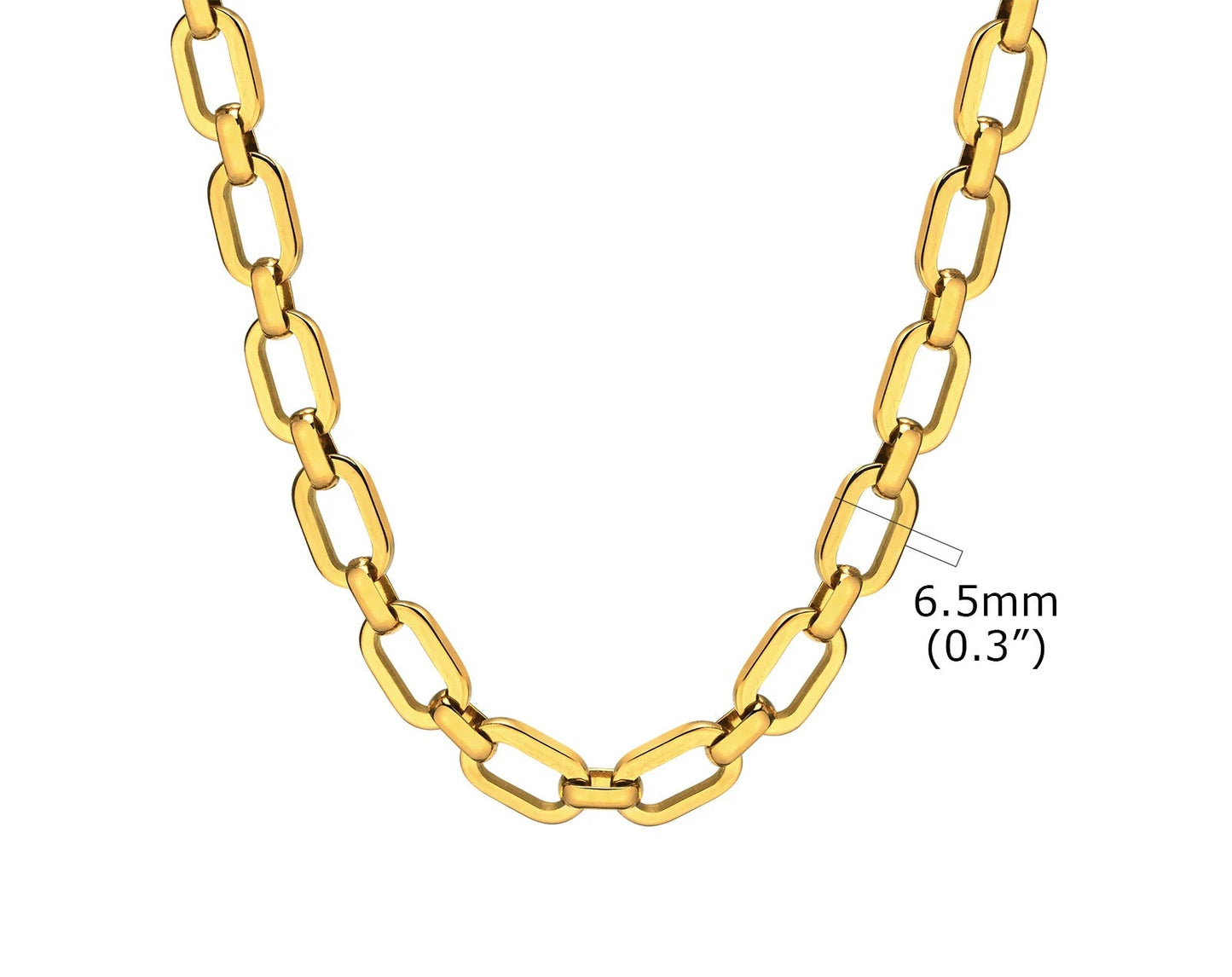 Collier Ras-du-Cou Femme à Maillons Épais – Chaine Ovale Plaquée Or en Acier Inoxydable – Bijou Minimaliste