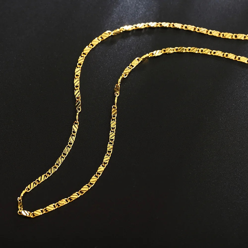 Collier Chaîne Latérale 2 mm Plaqué Or 18K – Longueurs au Choix (40 à 76 cm) – Bijou Unisexe Femme & Homme en Argent 925
