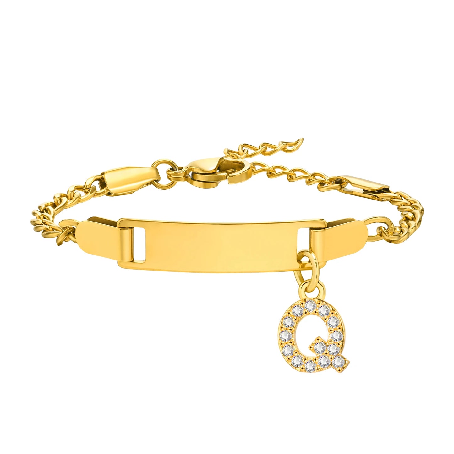 Bracelet Prénom Personnalisé avec Initiale – Gravure Gratuite (Nom, Date, ID) pour Bebe, Garçon ou Fille – Cadeau Anniversaire