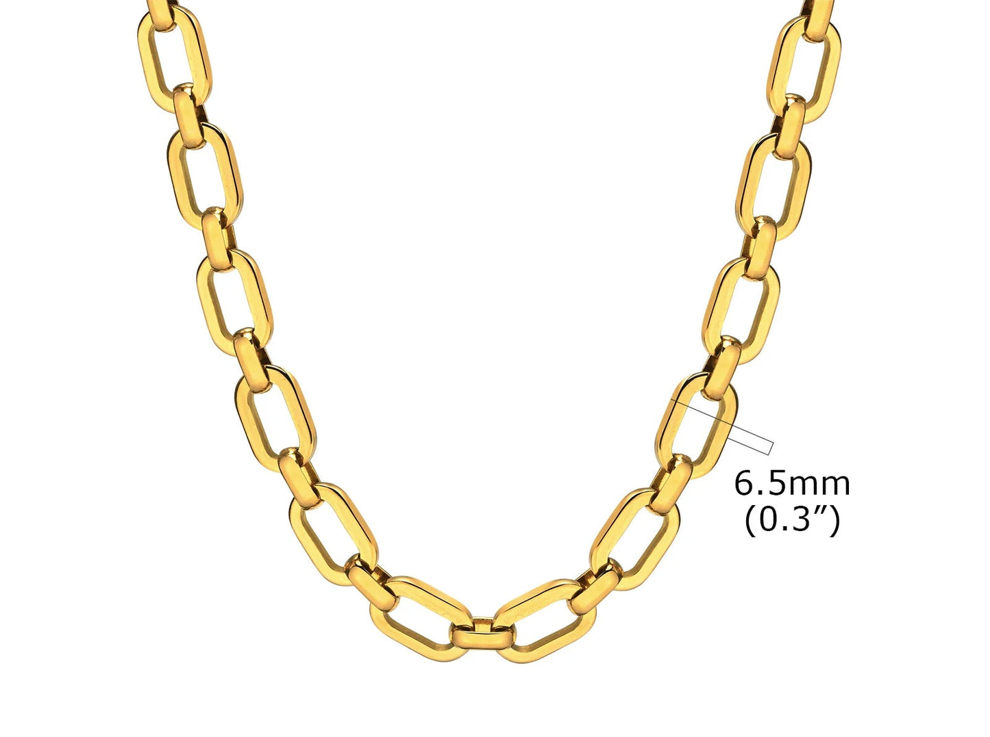 Collier Ras-du-Cou Femme à Maillons Épais – Chaine Ovale Plaquée Or en Acier Inoxydable – Bijou Minimaliste