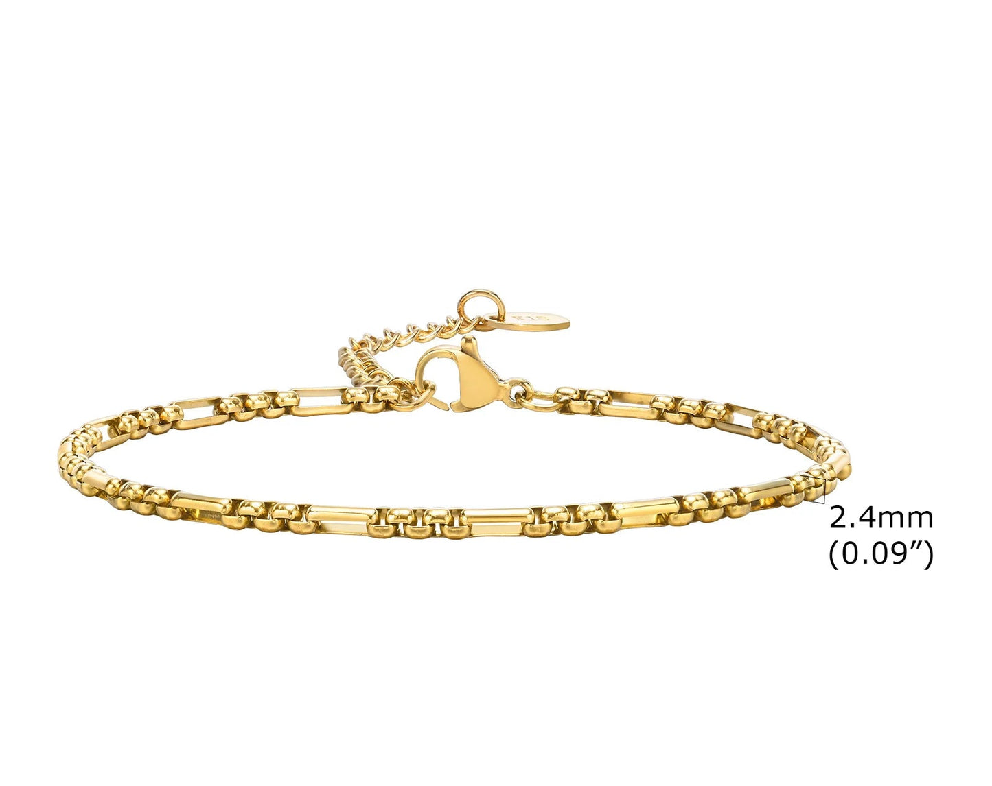 Bracelet Chaîne Femme en Acier Inoxydable – Maillons Torsadés Style Trombone Plaqué Or 18K – Bijou Ajustable, Empilable & Tendance
