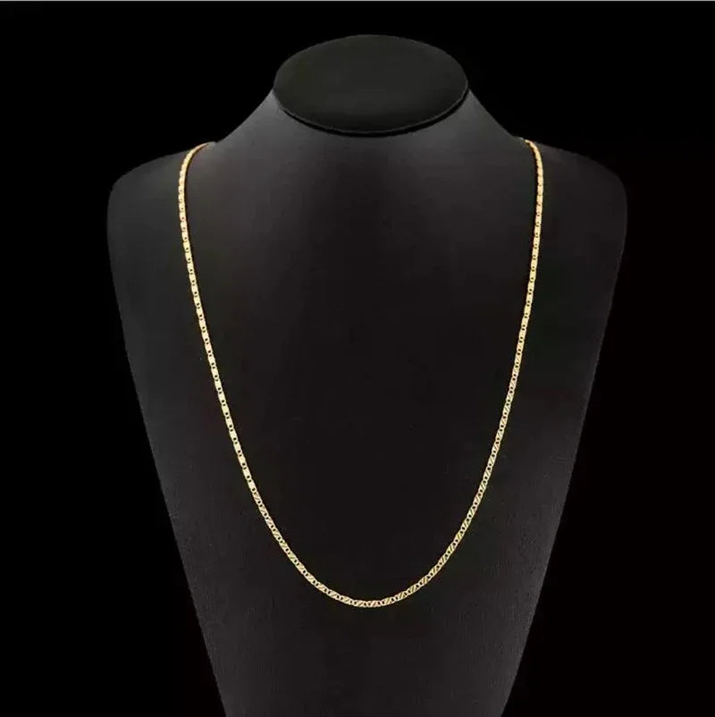 Collier Chaîne Latérale 2 mm Plaqué Or 18K – Longueurs au Choix (40 à 76 cm) – Bijou Unisexe Femme & Homme en Argent 925
