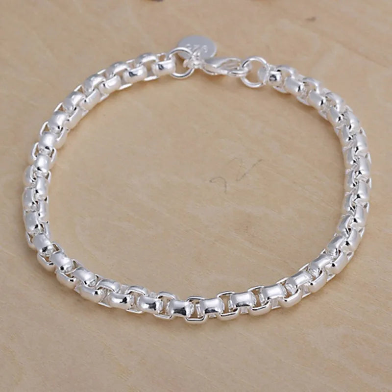 Bracelet Chaîne Carrée en Argent 925 Massif – Bijou Unisexe Élégant pour Femme ou Homme – Cadeau, Soirée, Mariage