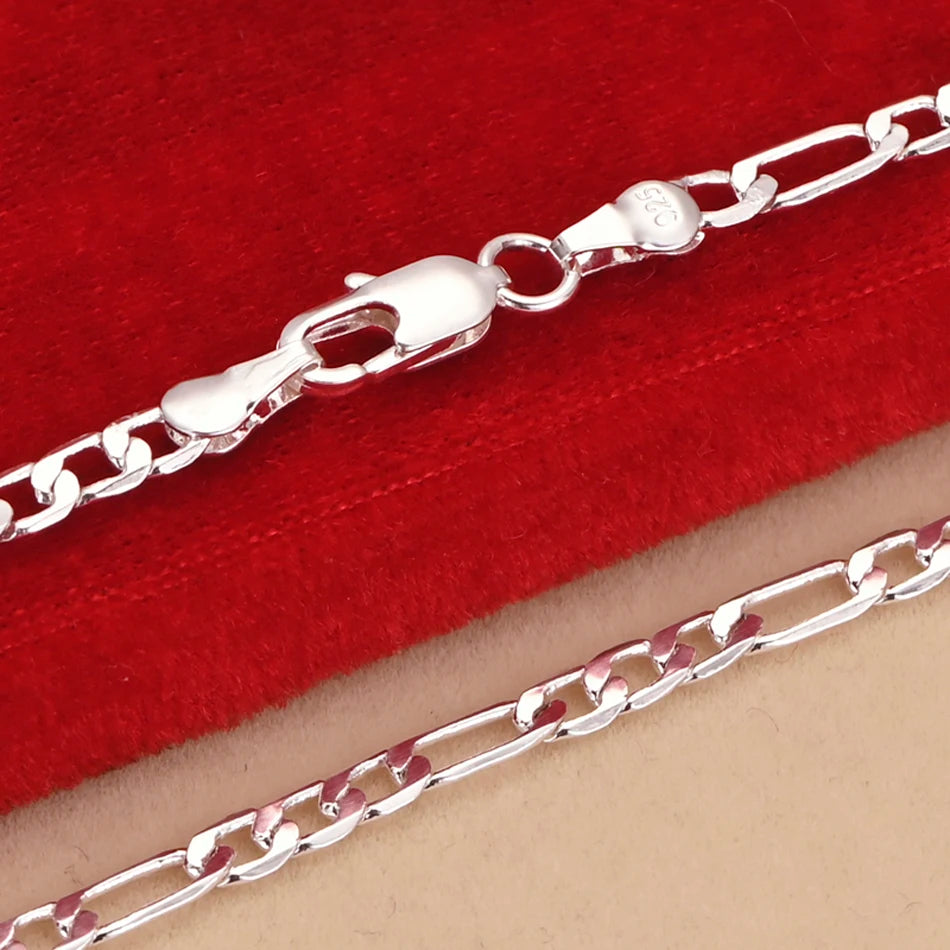 Nouveau Set Bijoux Chaîne 4mm en Argent 925 – Bracelet & Collier pour Homme ou Femme – Cadeau Élégant, Mariage, Noël