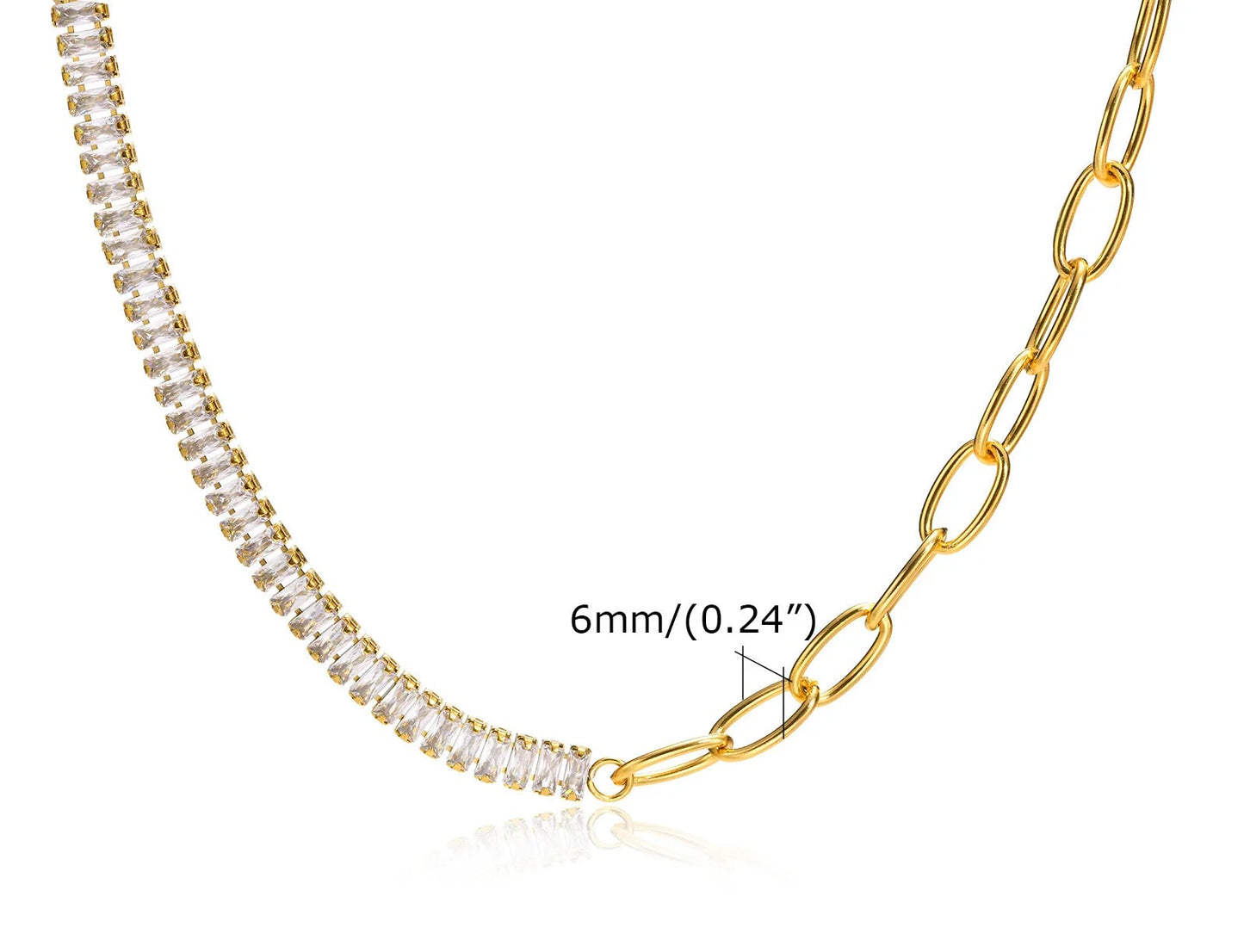 Collier Ras-du-Cou Femme à Maillons Épais – Chaine Ovale Plaquée Or en Acier Inoxydable – Bijou Minimaliste