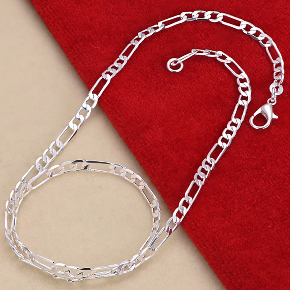 Nouveau Set Bijoux Chaîne 4mm en Argent 925 – Bracelet & Collier pour Homme ou Femme – Cadeau Élégant, Mariage, Noël