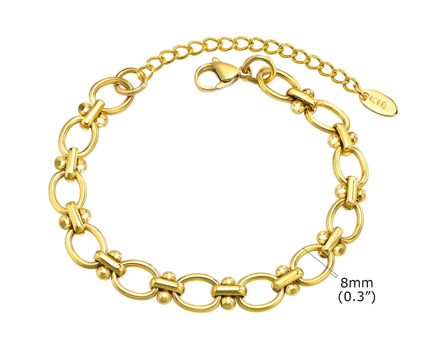 Bracelet Chaîne Femme en Acier Inoxydable – Maillons Torsadés Style Trombone Plaqué Or 18K – Bijou Ajustable, Empilable & Tendance