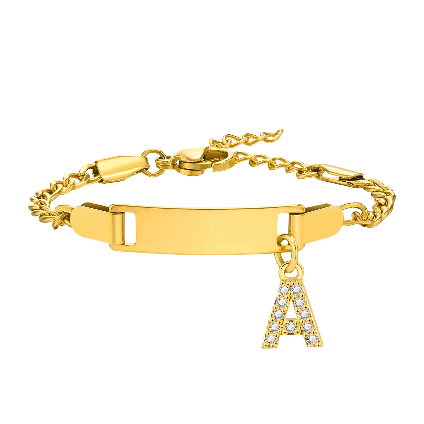 Bracelet Prénom Personnalisé avec Initiale – Gravure Gratuite (Nom, Date, ID) pour Bebe, Garçon ou Fille – Cadeau Anniversaire