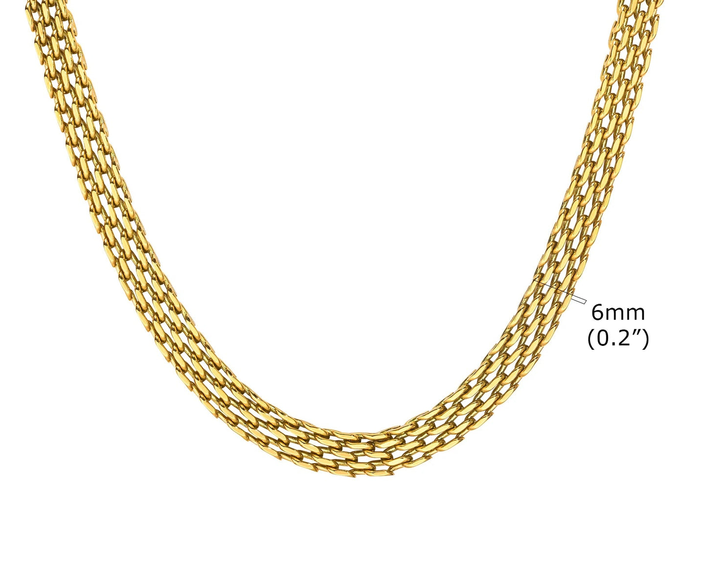 Collier Ras-du-Cou Femme à Maillons Épais – Chaine Ovale Plaquée Or en Acier Inoxydable – Bijou Minimaliste