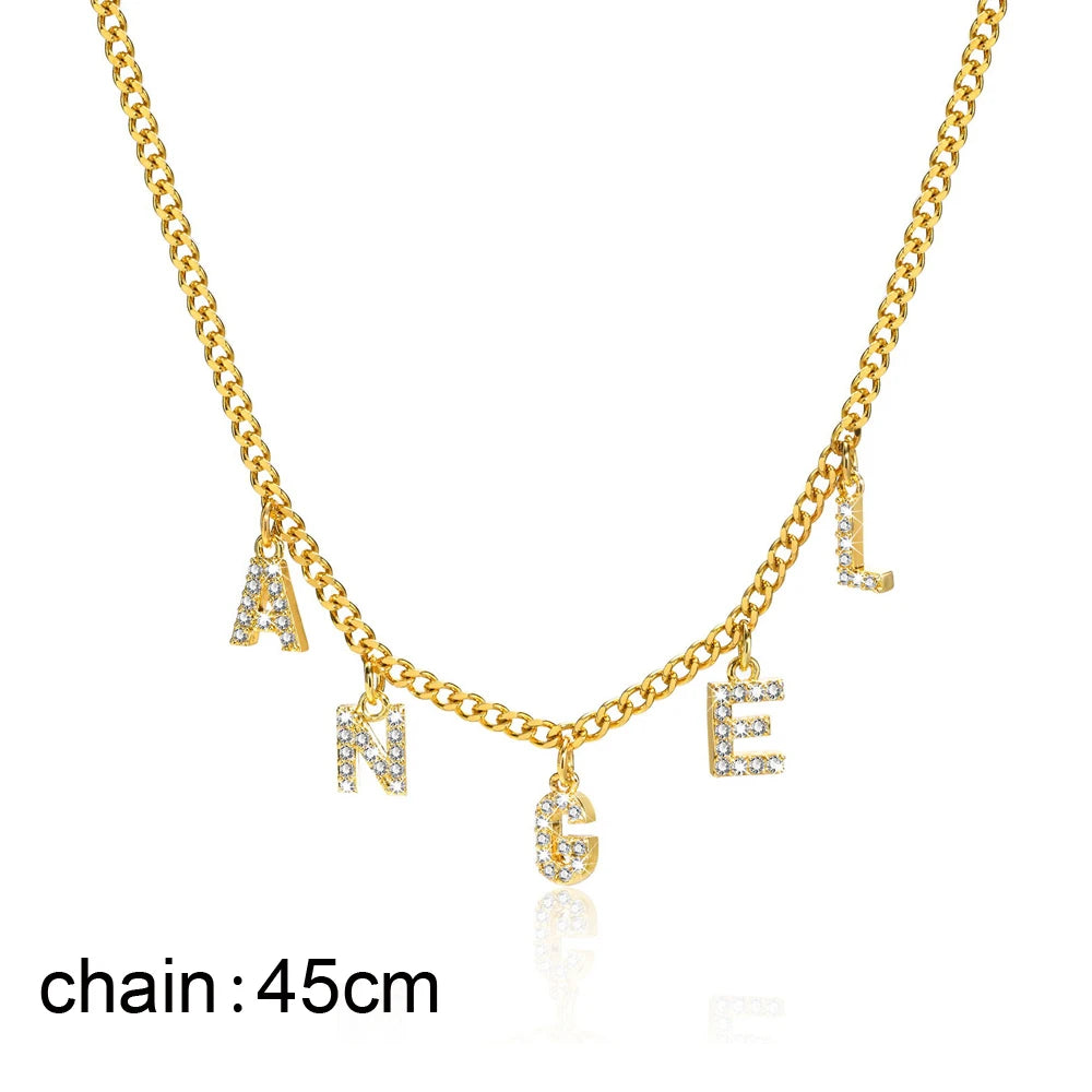 Collier Initiale Personnalisé pour Femme – Collier Prénom avec Zircon, Pendentif Lettre A-Z – Idée Cadeau Noël