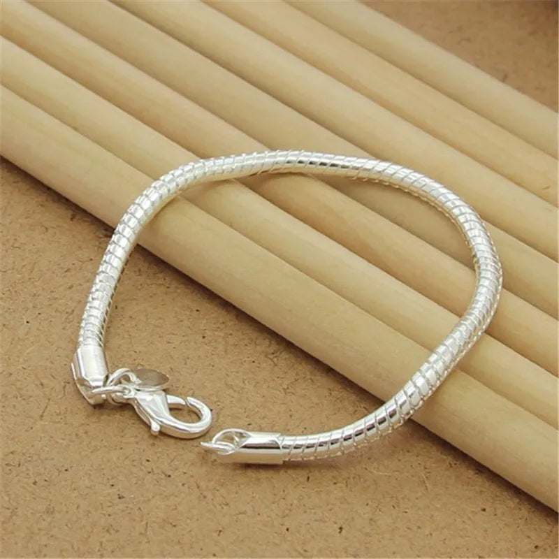 Bracelet Chaîne Carrée en Argent 925 Massif – Bijou Unisexe Élégant pour Femme ou Homme – Cadeau, Soirée, Mariage