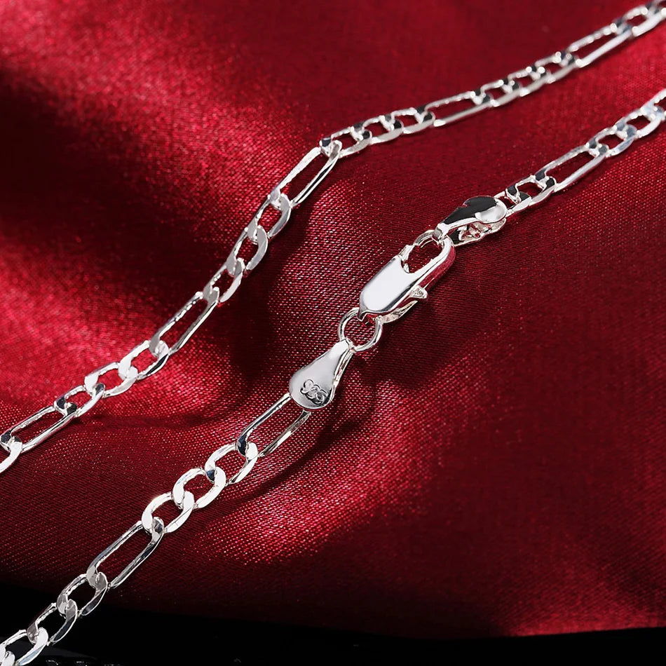 Nouveau Set Bijoux Chaîne 4mm en Argent 925 – Bracelet & Collier pour Homme ou Femme – Cadeau Élégant, Mariage, Noël