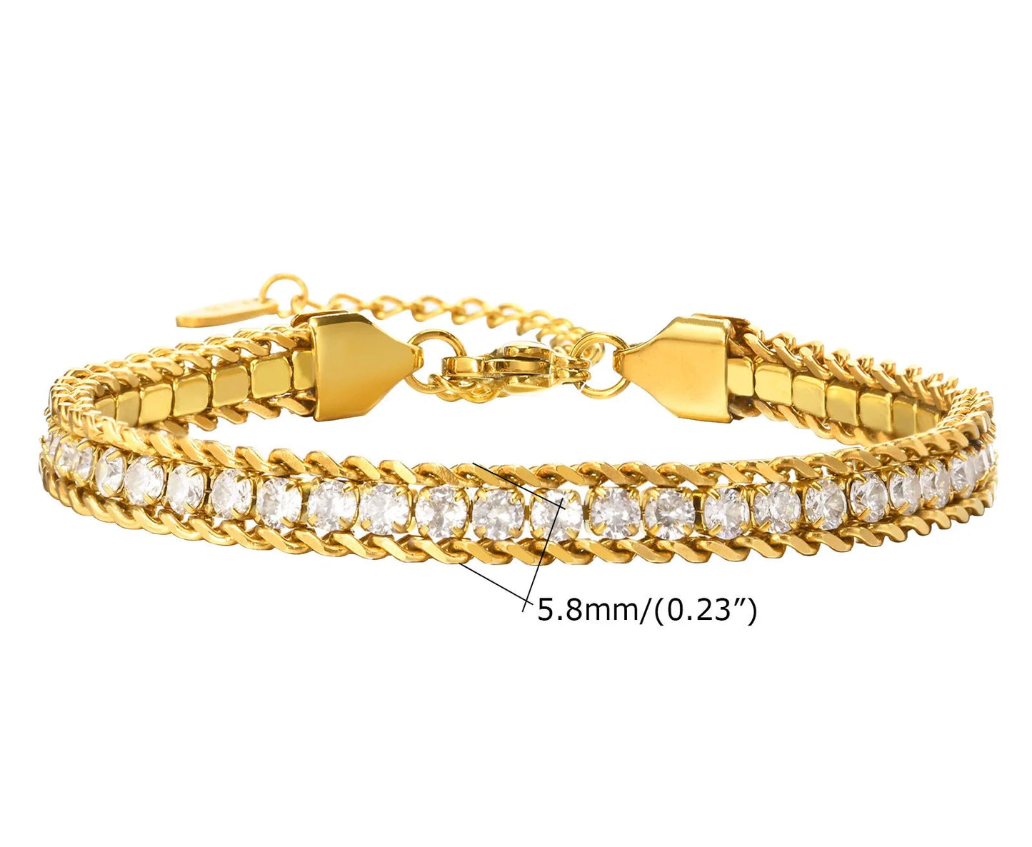 Bracelet Chaîne Femme en Acier Inoxydable – Maillons Torsadés Style Trombone Plaqué Or 18K – Bijou Ajustable, Empilable & Tendance