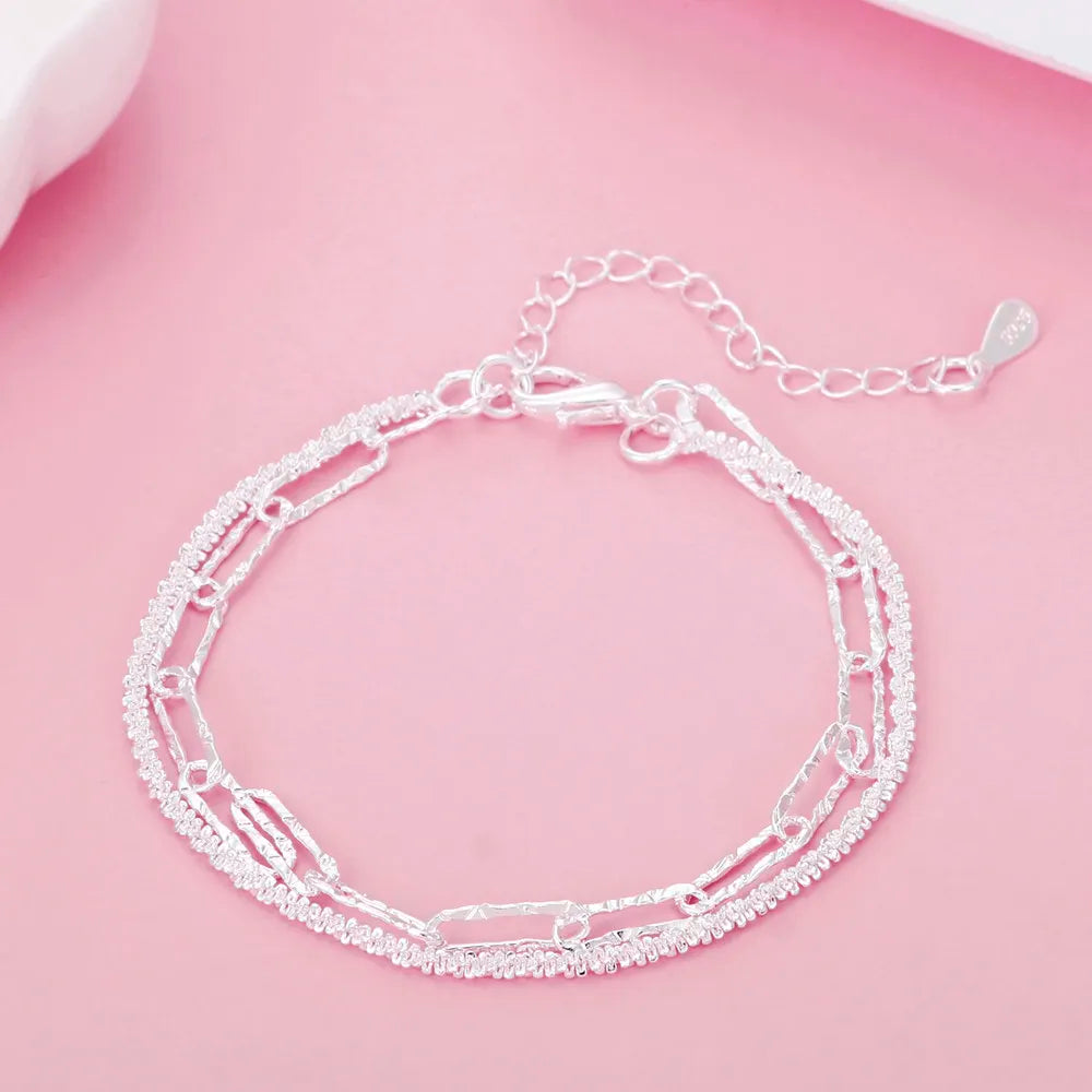Bracelet Chaîne Carrée en Argent 925 Massif – Bijou Unisexe Élégant pour Femme ou Homme – Cadeau, Soirée, Mariage