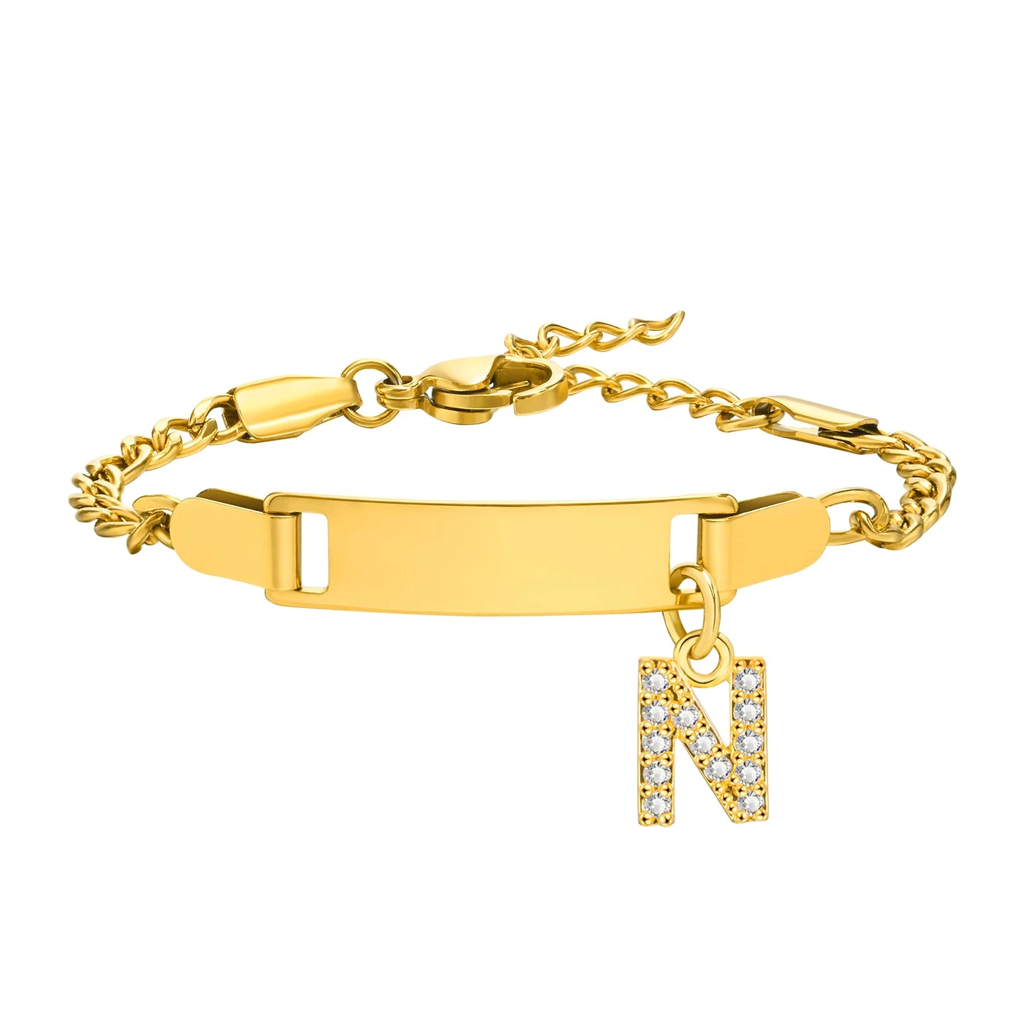 Bracelet Prénom Personnalisé avec Initiale – Gravure Gratuite (Nom, Date, ID) pour Bebe, Garçon ou Fille – Cadeau Anniversaire