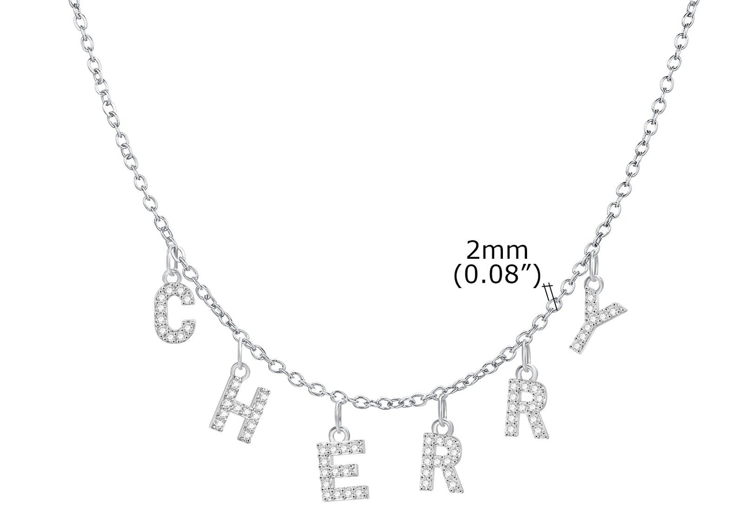 Collier personnalisé avec nom et initiale pour femme ou maman – Pendentif lettre pavée, chaîne à maillons en acier inoxydable réglable