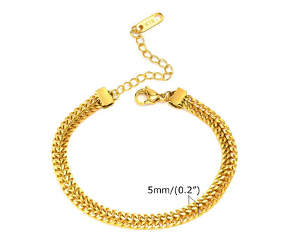 Bracelet Chaîne Femme en Acier Inoxydable – Maillons Torsadés Style Trombone Plaqué Or 18K – Bijou Ajustable, Empilable & Tendance