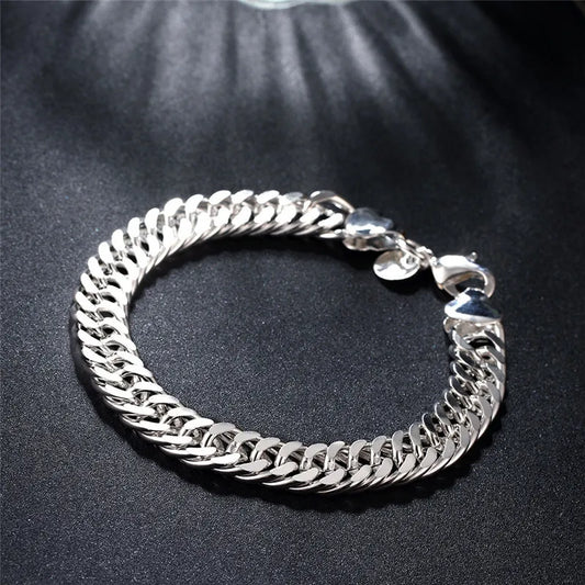 Bracelet Chaîne Carrée en Argent 925 Massif – Bijou Unisexe Élégant pour Femme ou Homme – Cadeau, Soirée, Mariage