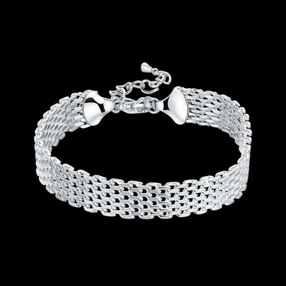 Bracelet Chaîne Carrée en Argent 925 Massif – Bijou Unisexe Élégant pour Femme ou Homme – Cadeau, Soirée, Mariage